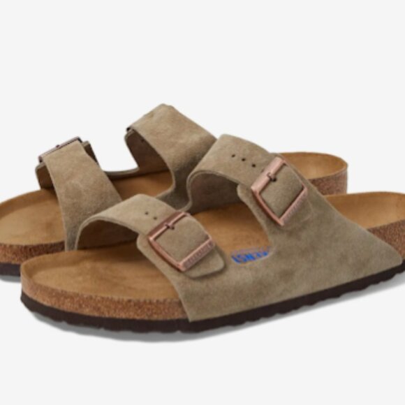 Authentic Birkenstock Arizona Footbed Suede Leather Brown Sandal Unisex - Picture 1 of 6